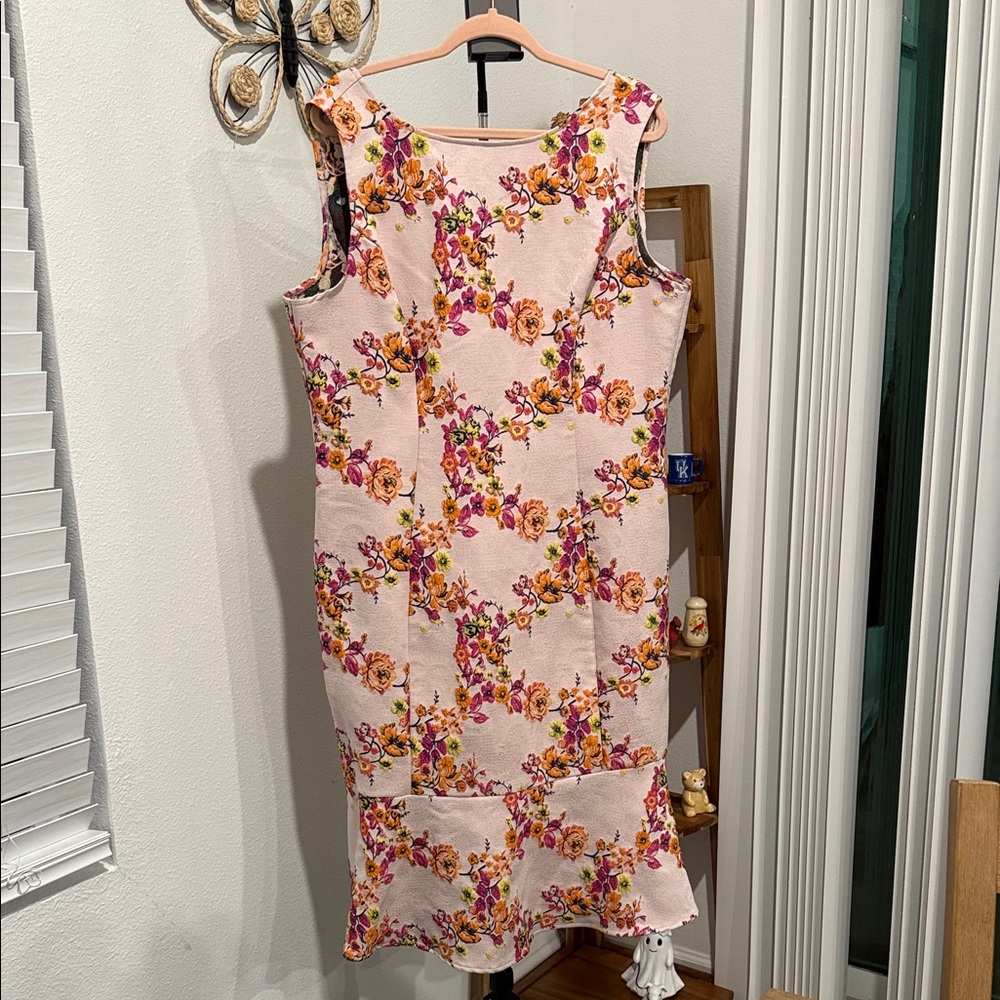Eva Mendes for New York & Company Pink Floral Midi Dress